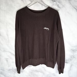 SPRWMN Embroidered Logo Plush Pullover Sweatshirt Terry Brown Athleisure L